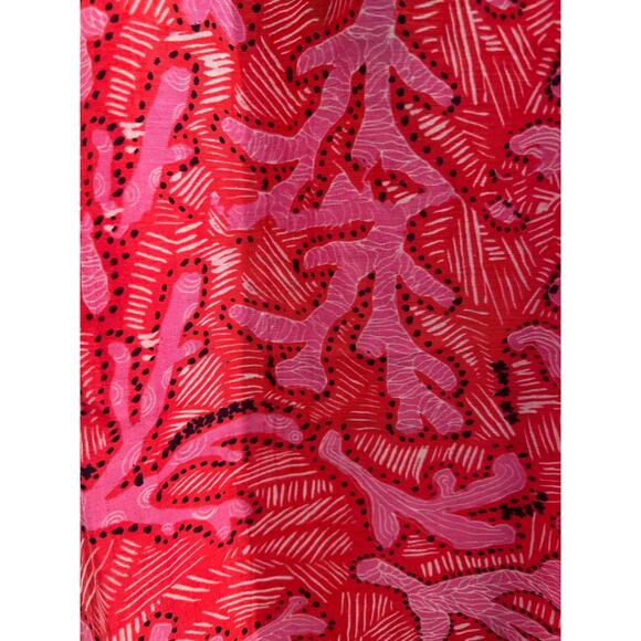 CHUFY Pink High Neck Cotton Silk Blouse Cottagecore Floral Spring Luxury XS - Picture 4 of 10